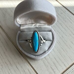 Elegant Silver and Turquoise Ring size10